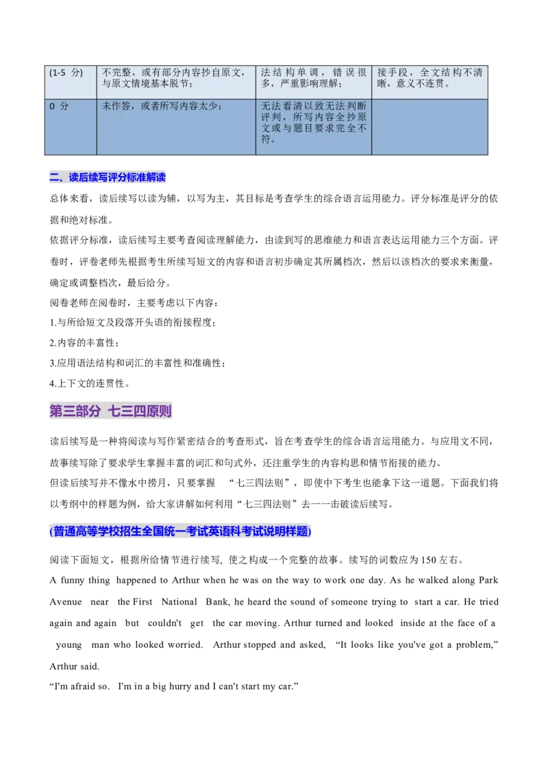 《专题01入门：题型·评分·734原则（学生版）_高考一二三轮复习_英语_2026年-英语高考专项复习_142026年高考英语写作常考题型全面突破_第二部分读后续写》第4页预览