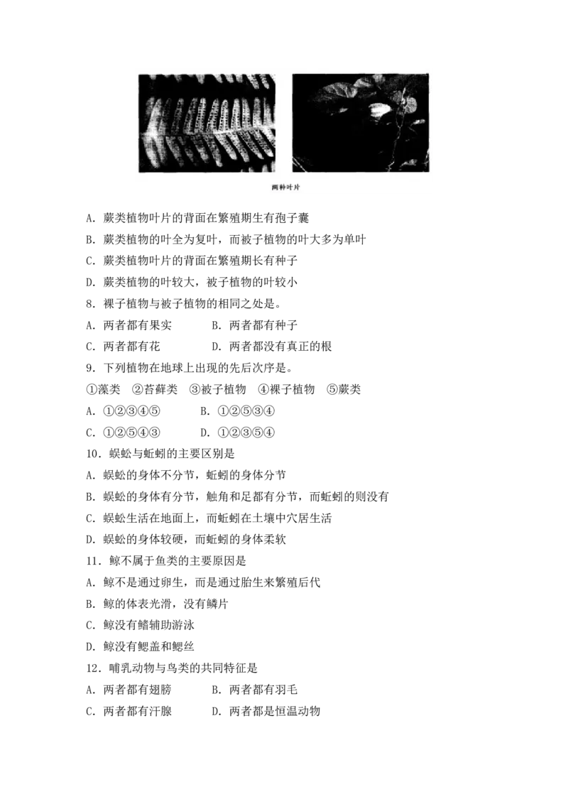 《6.1.1《尝试对生物进行分类》课后巩固_初高中资料库_初中资料库（转存避免链接过期失效）_初中生物》第2页预览