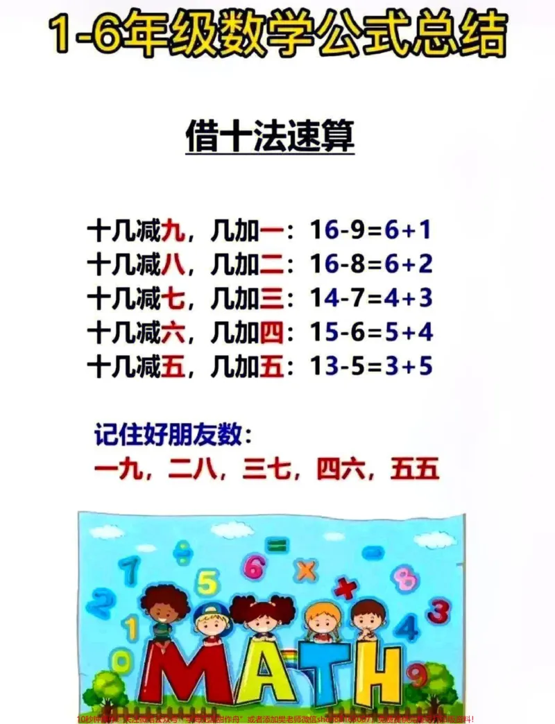 《小学1-6年级数学公式总结大全，必须收藏保存#家长收藏孩子受益#教育#知识分享#小学知识点归纳_最新小学1-9年级各科+幼升小+综合类学习资源汇总包》第5页预览