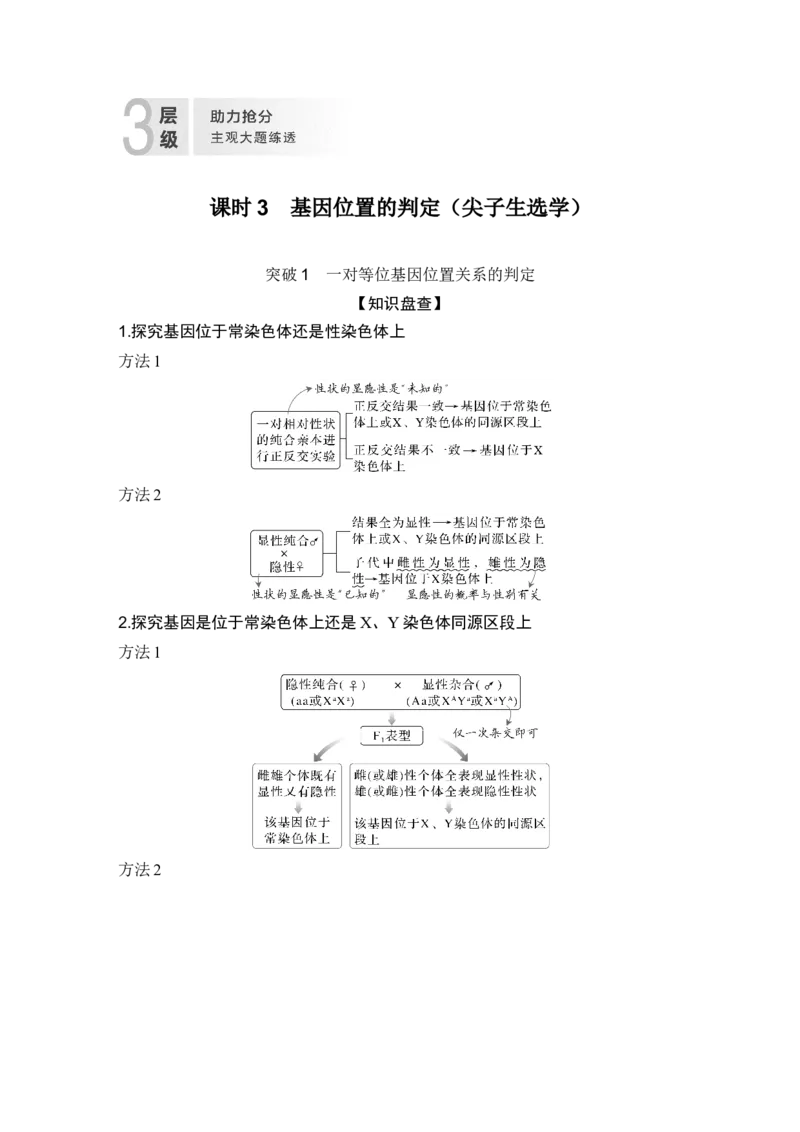 《课时3基因位置的判定(尖子生选学)(1)_2026版高中《二三轮复习+冲刺复习》_另附1套Word版题库_第一篇 大概念专题突破_大概念四基因的分离和重组产生多种多样的基因组合》第1页预览