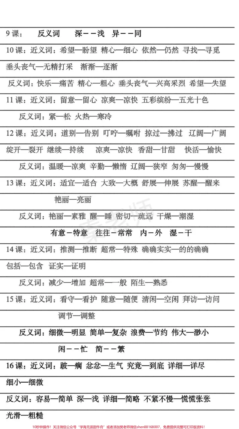 《四年级上册近义词反义词。#四年级上册语文#必考考点#电子版学习资料#知识推荐官#好好学习天天向上期中期末必考题易错题@qunju888.com小助手@qunju888.com创作者中心@qunju888.com热点宝》第2页预览