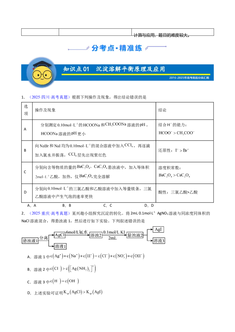 《专题37沉淀溶解平衡（原卷版）_高考一二三轮复习_化学_2026年-化学高考专项复习_十年（2016-2025）高考化学真题分类汇编（全国通用）-G15》第2页预览