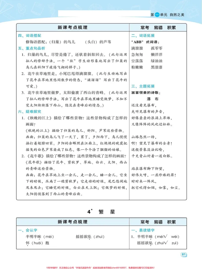 《四年级语文上册每一课重点考点梳理共41页。四年级语文上册每一课重点考点梳理，全册共41页。家长get起来，打印出来让孩子们学习起来。保姆级上分教程有电子版可打印#期中复习重点#四年级语文#语文考点#语文重点知识#四年级语文上册-副本》第5页预览