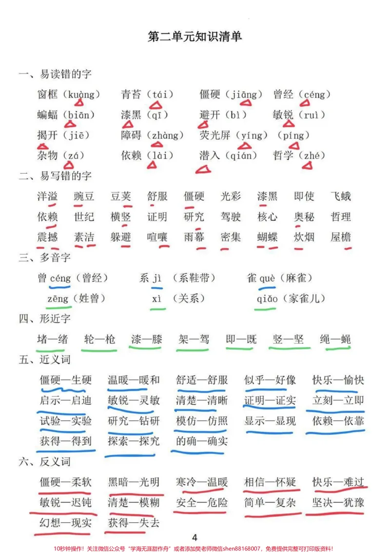 《总复习！四年级语文上册1-8单元重点知识。四年级语文上册1-8单元知识清单，重点哦，有完整电子版26页。打印出来复习吧！#四年级语文上册#语文考点#小学语文#知识点总结#期末复习》第4页预览