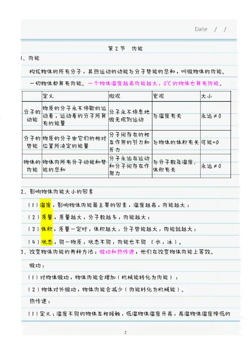 《九年级物理全册学霸笔记全(人教版)_初高中资料库_初中资料库（转存避免链接过期失效）_初中物理》第2页预览