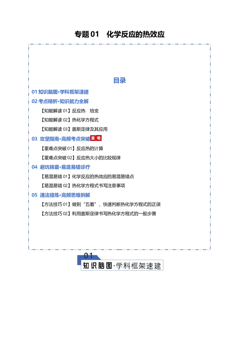 《专题01化学反应的热效应（知识清单）（全国通用）（教师版）_高考一二三轮复习_化学_2026年高考化学一轮_2026年高考化学一轮复习知识清单（全国通用）-G56_2026版》第1页预览