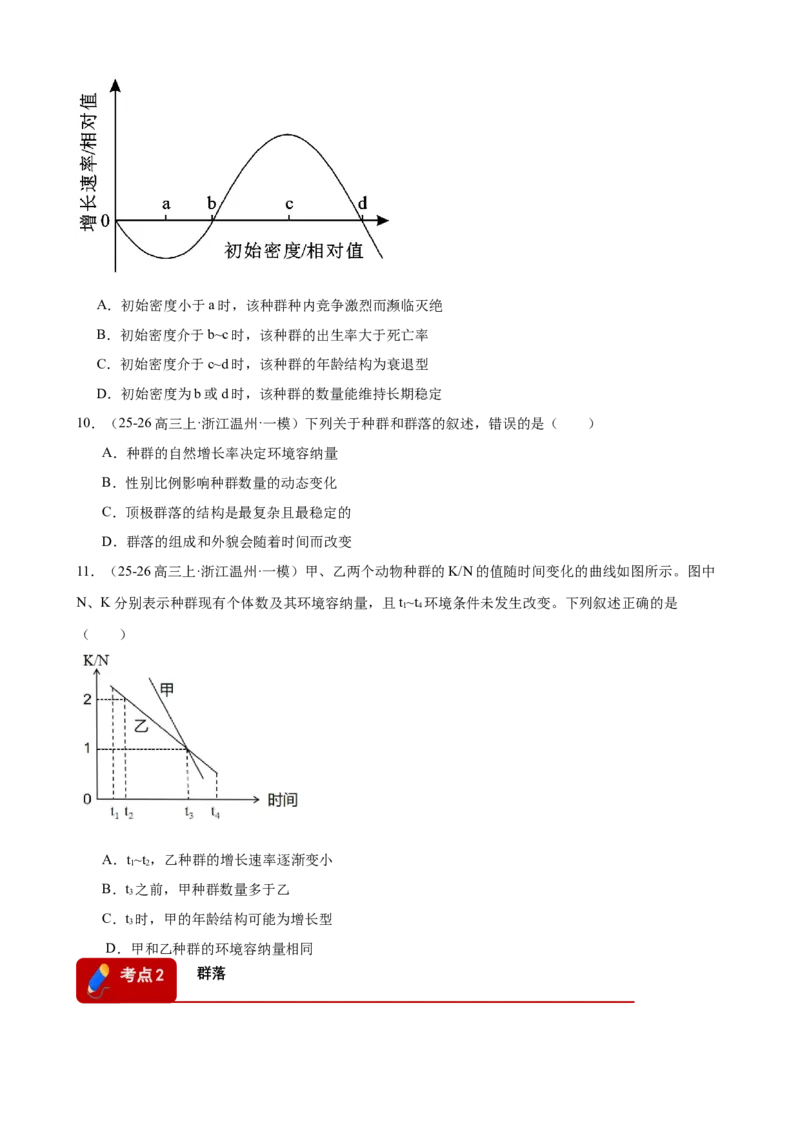 《专题09种群和群落（2大考点）（学生版）_高考一二三轮复习_生物_2026年-生物高考专项复习_2026年高考生物一模试题分类汇编（浙江专用）-G180_2026版》第4页预览