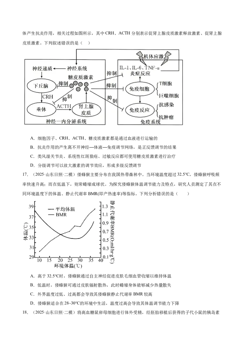 《专题10体液调节和免疫调节（学生版）_高考一二三轮复习_生物_2026年-生物高考专项复习_2025年高考生物二模试题分类汇编（新高考专用）_2025版》第6页预览