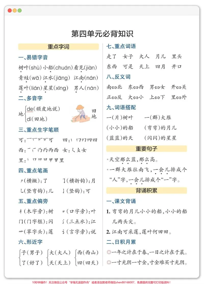 《幼升小语文知识点总结汇总。#幼升小#暑假充电计划#暑假预习#幼小衔接#每天学习一点点_最新小学1-9年级各科+幼升小+综合类学习资源汇总包_幼升小一线老师整理版资源（全网独家）》第4页预览