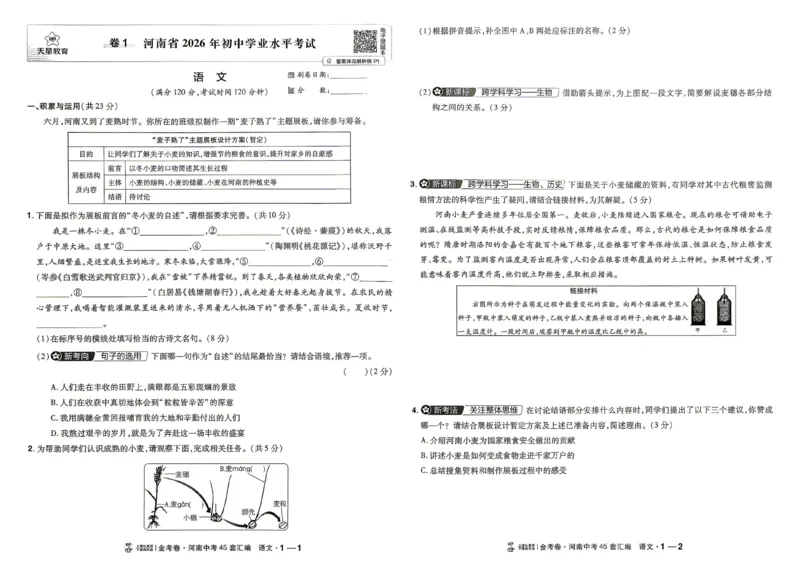 《语文（河南红）(1)_2026秋初中教辅合集_2027天星系列_2027《天星金考卷•中考45套》语文（河南）》第6页预览
