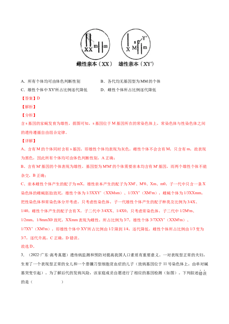 《专题07伴性遗传和人类遗传病-十年（2013-2022）高考生物真题分项汇编（全国通用）（解析版）_初高中资料库_高中资料库（转存避免链接过期失效）_高中生物》第2页预览