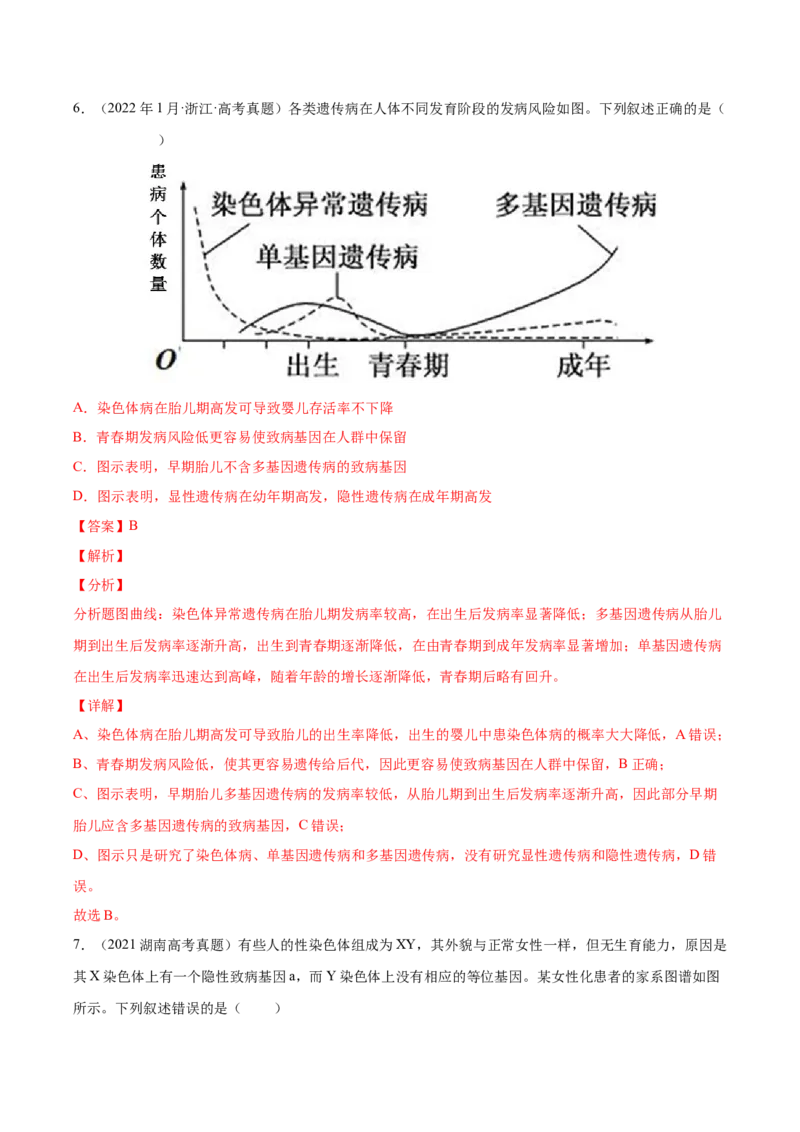 《专题07伴性遗传和人类遗传病-十年（2013-2022）高考生物真题分项汇编（全国通用）（解析版）_初高中资料库_高中资料库（转存避免链接过期失效）_高中生物》第5页预览