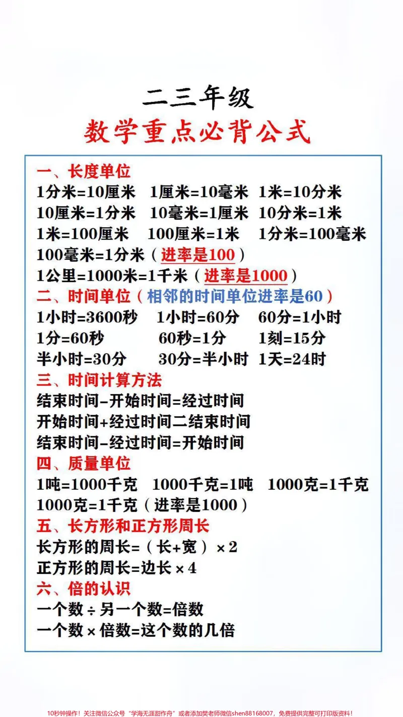《数学重点必备公式,父母替孩子保存起来吧#小学数学#暑假充电计划_最新小学1-9年级各科+幼升小+综合类学习资源汇总包_价值20万元!最新小学1-9年级各科+幼升小+综合类学习资源汇总包》第1页预览