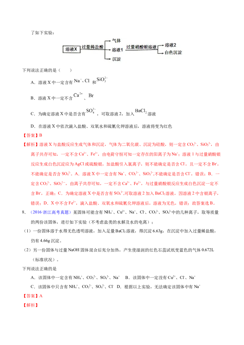 《专题65离子检验与推断（教师版）_初高中资料库_高中资料库（转存避免链接过期失效）_高中化学》第4页预览