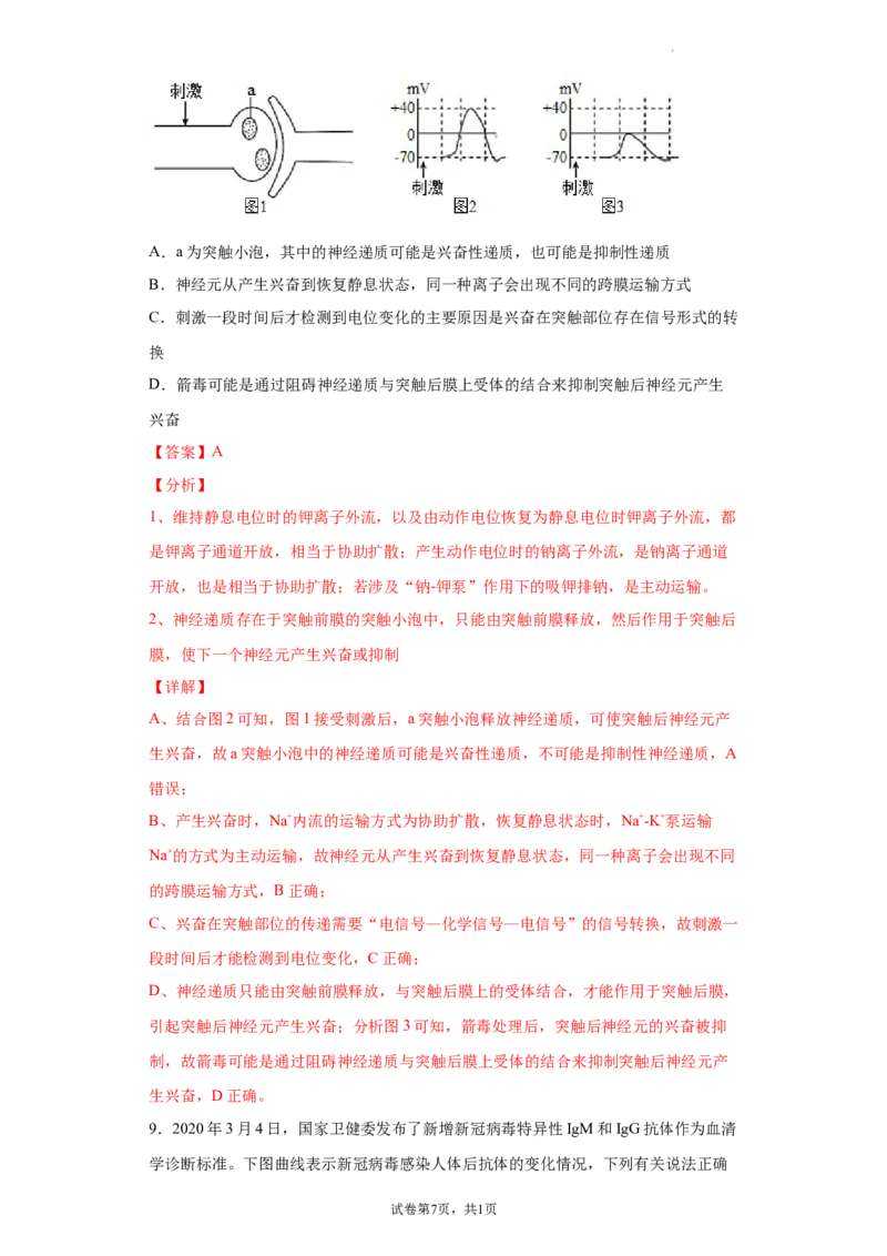 《卷2-备战2022年高考生物名校地市好题必刷全真模拟卷（江苏专用）·第一辑（解析版）_初高中资料库_高中资料库（转存避免链接过期失效）_高中生物》第7页预览