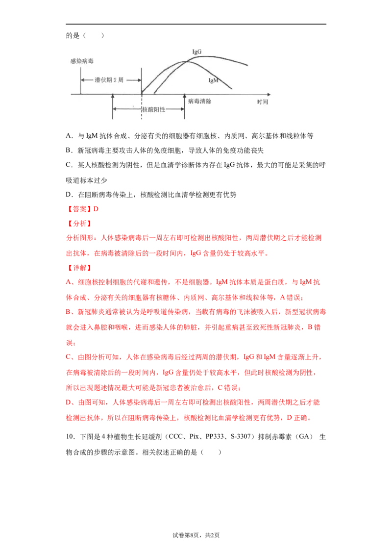 《卷2-备战2022年高考生物名校地市好题必刷全真模拟卷（江苏专用）·第一辑（解析版）_初高中资料库_高中资料库（转存避免链接过期失效）_高中生物》第8页预览