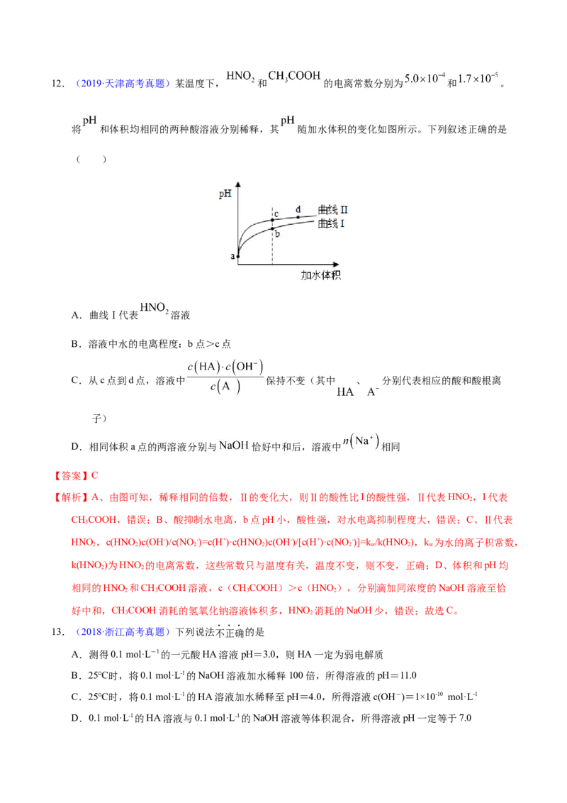 《专题44弱电解质的电离（教师版）_初高中资料库_高中资料库（转存避免链接过期失效）_高中化学》第8页预览
