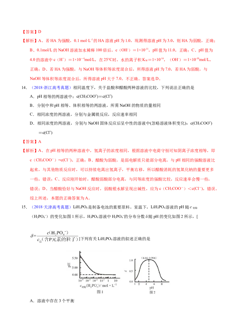 《专题44弱电解质的电离（教师版）_初高中资料库_高中资料库（转存避免链接过期失效）_高中化学》第9页预览