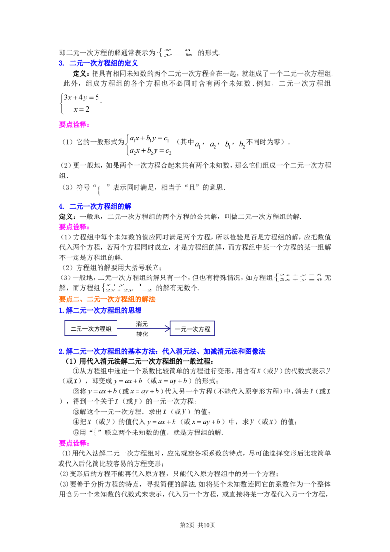 《《二元一次方程组》全章复习与巩固(基础)知识讲解_初高中资料库_初中资料库（转存避免链接过期失效）_初中数学》第2页预览