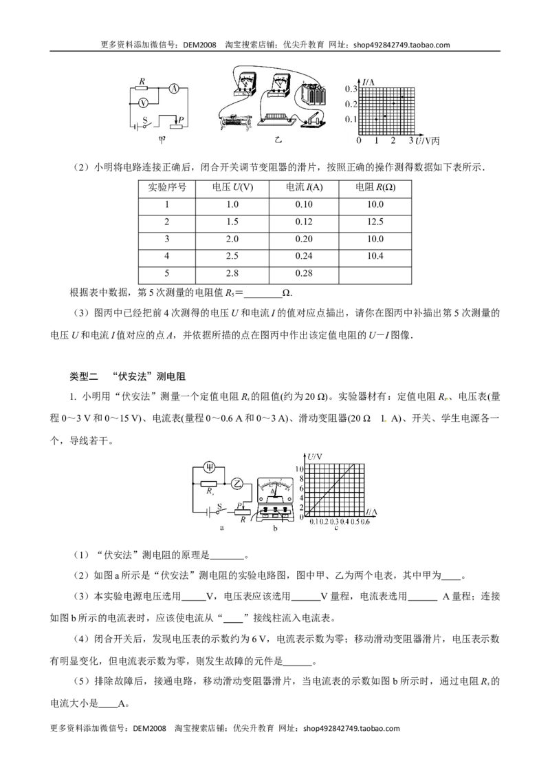 《专题5电学实验（人教版）（原卷版）_初中全科知识点总结和试卷_赠送习题试卷_初中3年学习辅助资料_1、初中学习资料_4-4、物理_4-4-5、初三物理全册》第4页预览