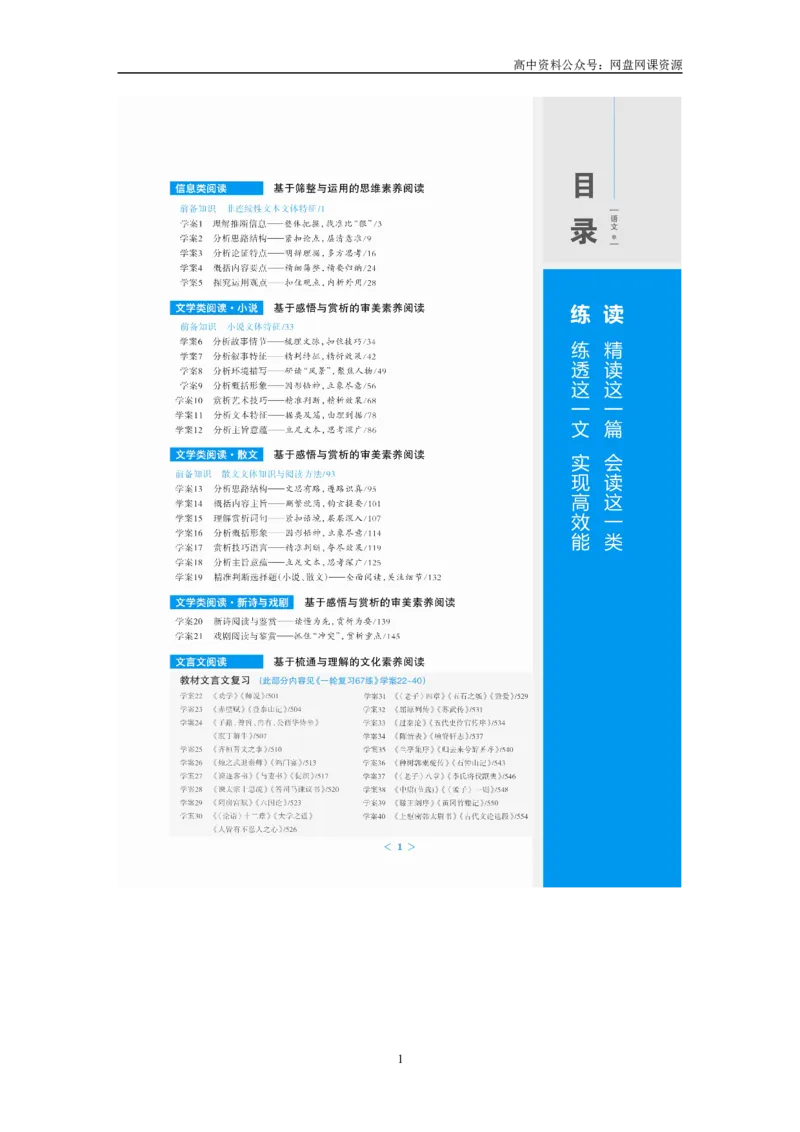 《复习讲义目录_初高中资料库_高中资料库（转存避免链接过期失效）_高中语文》第1页预览