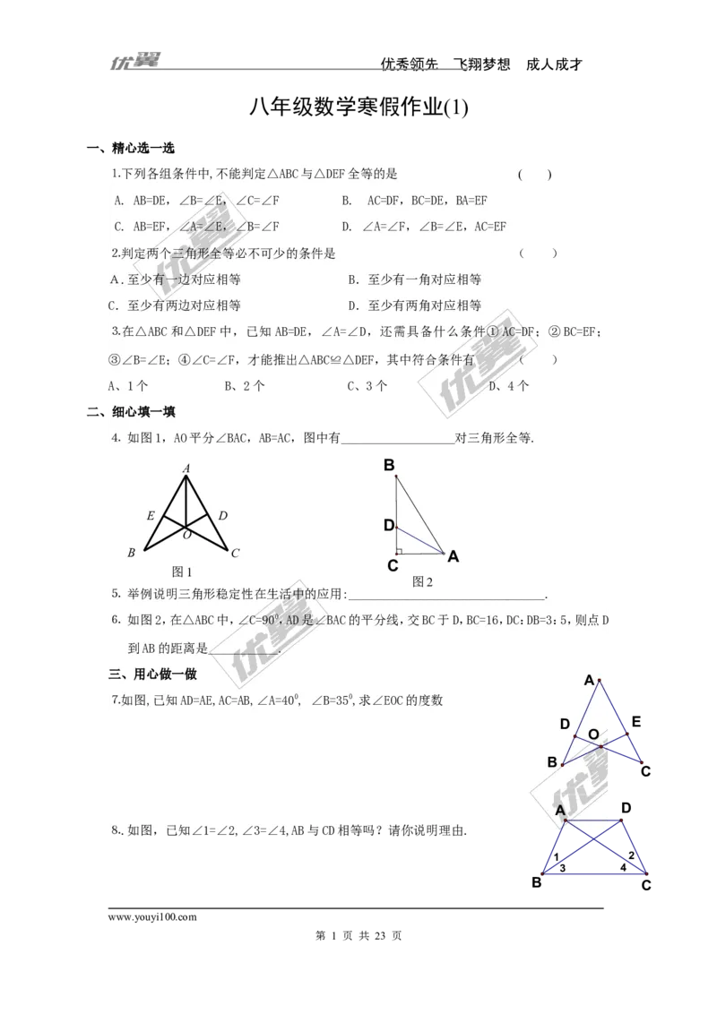 《寒假作业2_初高中资料库_初中资料库（转存避免链接过期失效）_初中数学》第1页预览